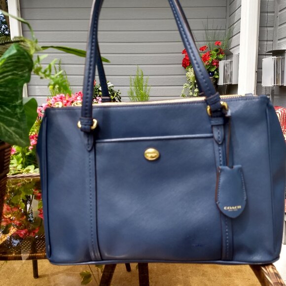 Coach Blue Leather Large City Tote Bag - Picture 1 of 10